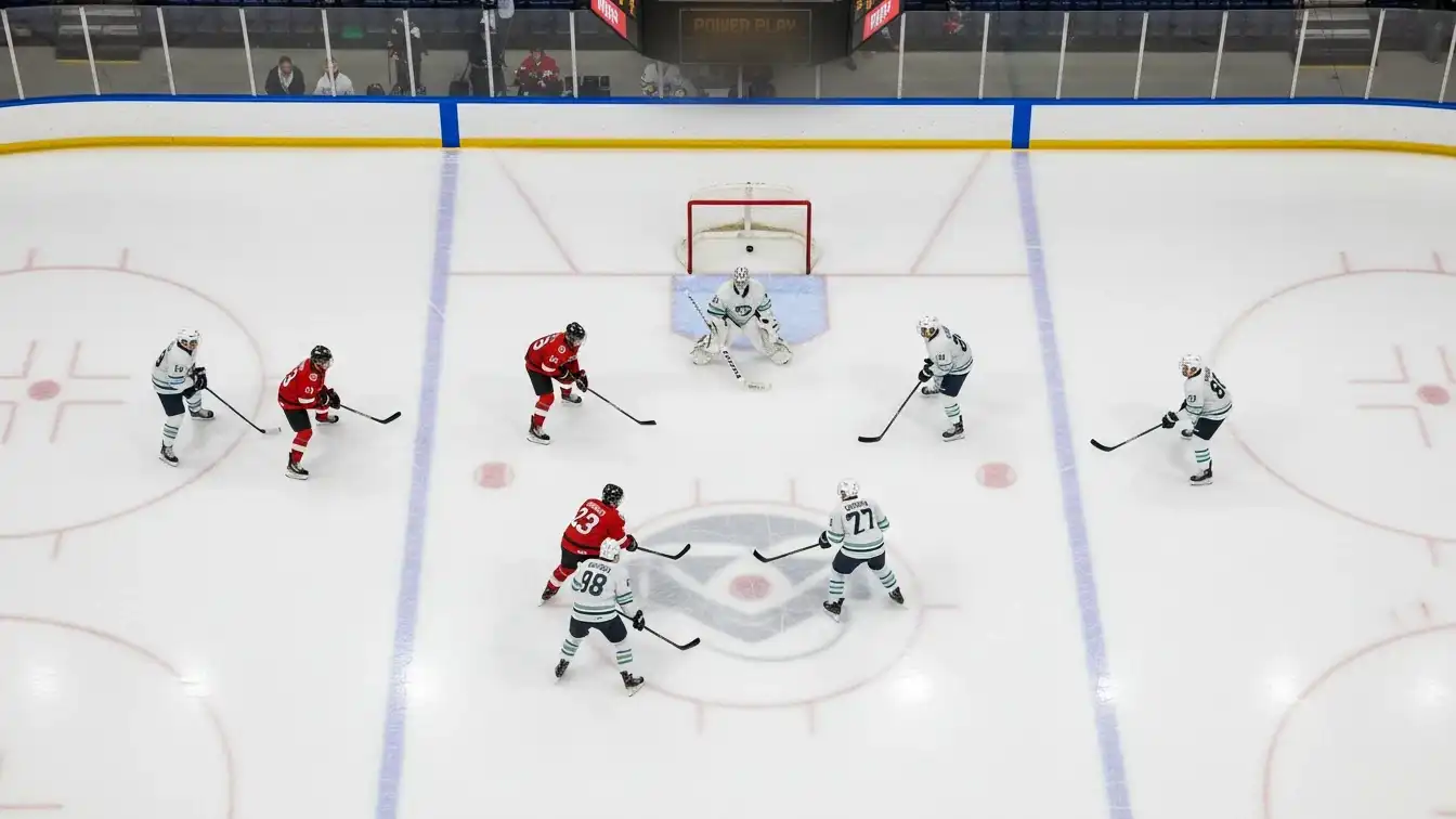 Powerplay-formation i ishockey med fem angribere mod fire forsvarere